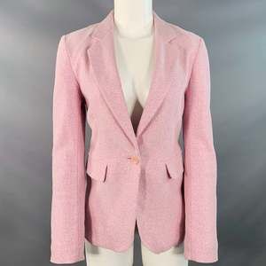 SIES MARJAN Metallic Pink Polyester Blend Single Button Jacket Blazer